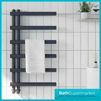 Sognare Carlo Anthracite Heated Ladder Towel Radiator 500mm Wide Various Height