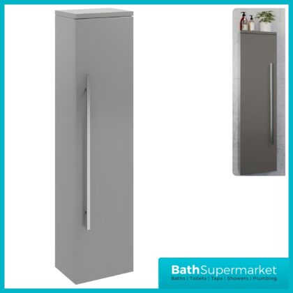 Kartell Purity Storm Grey Gloss Wall Mounted Tall Side Storage Unit 1400mm Height