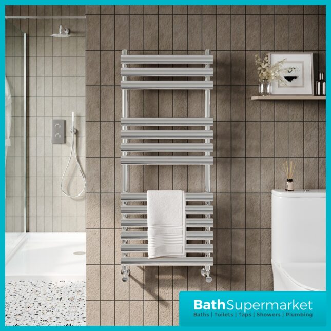 Sognare Instyle Polished Chrome Straight Ladder Towel Radiator 500mm Wide