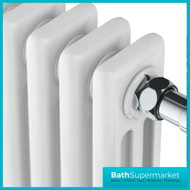Sognare Harrogate 4 White Column Chrome Heated Towel Radiator 1130mm x 554mm