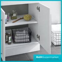 Purity White Gloss Floor Standing 2 Door Unit & Slim Depth Ceramic Basin 600mm Wide