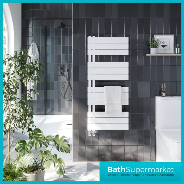 Sognare Thames Matt White Straight Ladder Towel Radiator 600mm Wide
