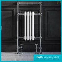 Sognare Harrogate 4 White Column Chrome Heated Towel Radiator 1130mm x 554mm