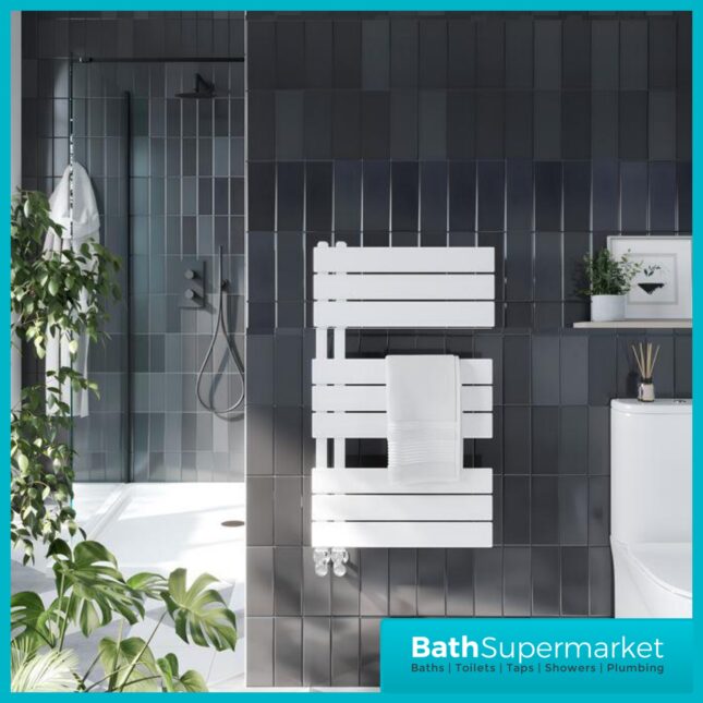 Sognare Thames Matt White Straight Ladder Towel Radiator 600mm Wide