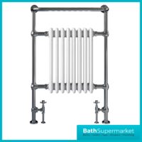 Sognare Harrogate 8 White Column Chrome Heated Towel Radiator 952mm x 659mm