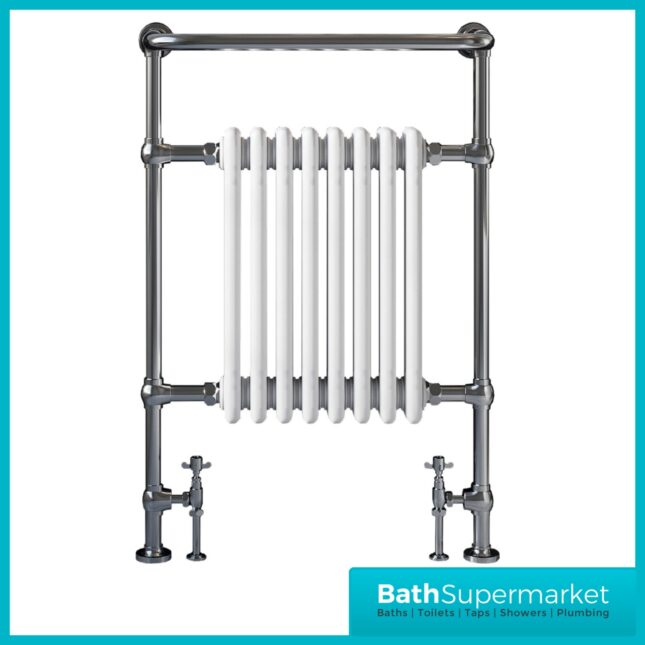 Sognare Harrogate 8 White Column Chrome Heated Towel Radiator 952mm x 659mm