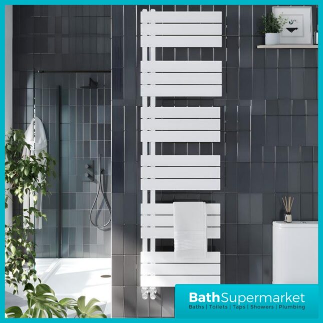 Sognare Thames Matt White Straight Ladder Towel Radiator 600mm Wide