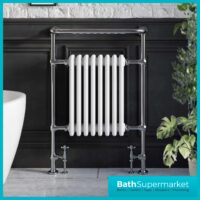 Sognare Harrogate 8 White Column Chrome Heated Towel Radiator 952mm x 659mm