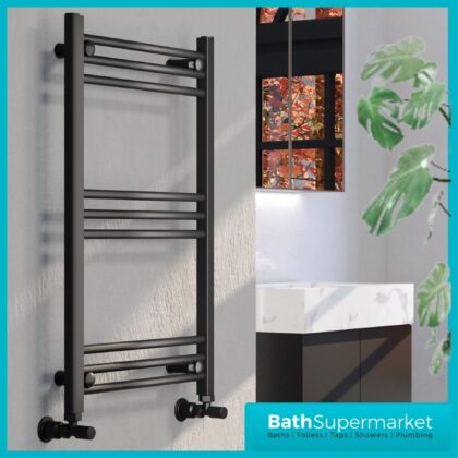Kartell Matt Black Designer Heated Towel Rail Radiator 500mm x 780mm
