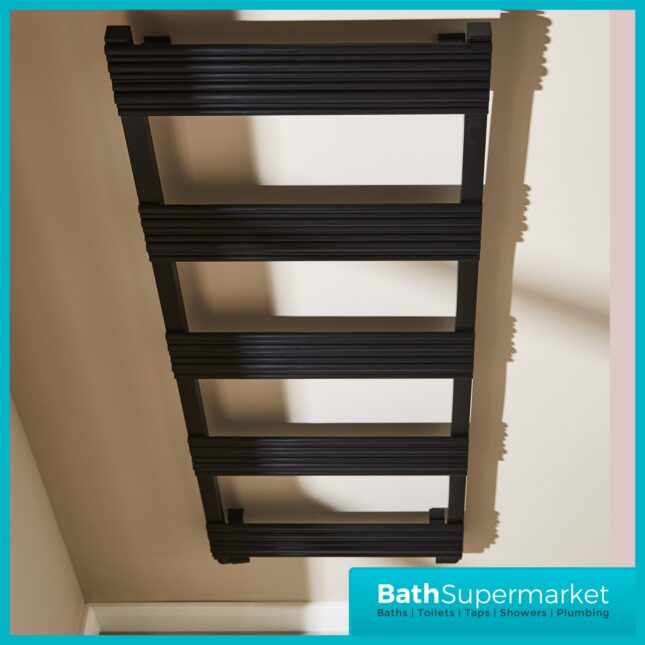 Kartell Sherbrooke Matt Black Designer Heated Towel Rail Radiator 500mm Width