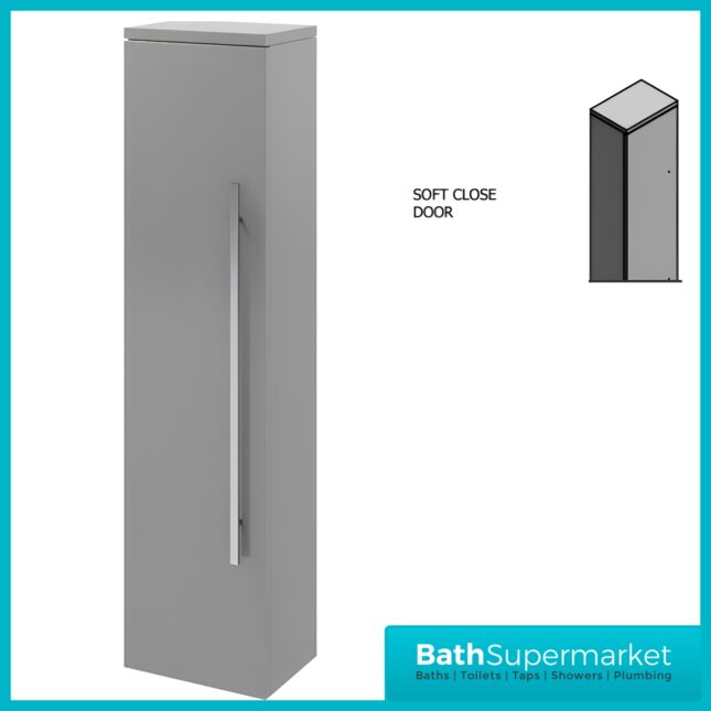 Kartell Purity Storm Grey Gloss Wall Mounted Tall Side Storage Unit 1400mm Height