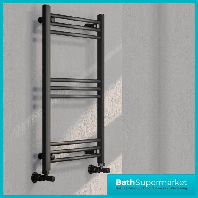 Kartell Ontario Matt Black Designer Heated Towel Rail Radiator 500mm x 780mm - Image 2