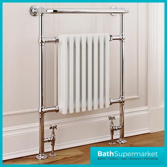 Kartell Crown Chrome Heated Designer White Column Radiator 500mm x 945mm