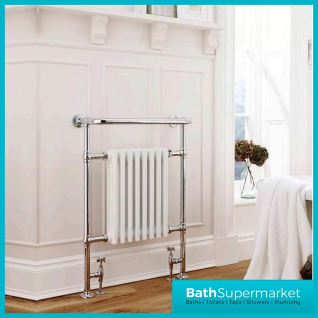 Kartell Crown Chrome Heated Designer White Column Radiator 500mm x 945mm