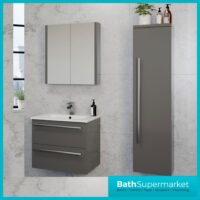Kartell Purity Storm Grey Gloss Wall Mounted Tall Side Storage Unit 1400mm Height