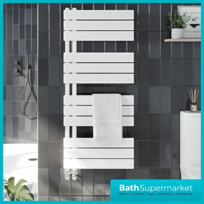 Sognare Thames Matt White Straight Ladder Towel Radiator 600mm Wide