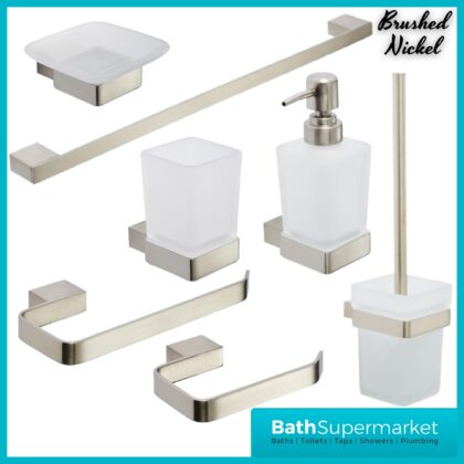 K-Vit Premium Brushed Nickel Square Bathroom Accessories