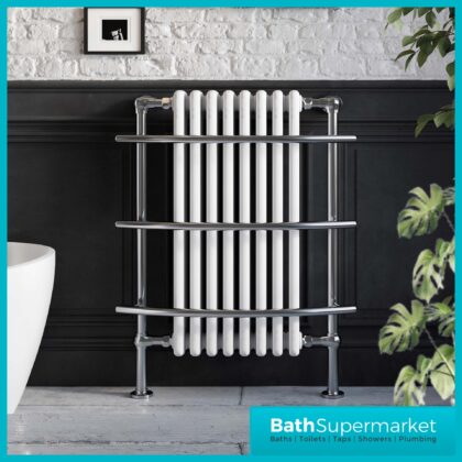 Sognare Huby 8 Column Chrome Heated White Column Radiator 1000 Height x 635mm
