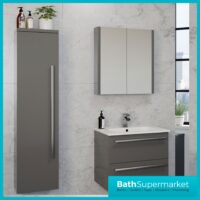 Kartell Purity Storm Grey Gloss Wall Mounted Tall Side Storage Unit 1400mm Height