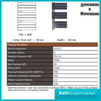Sognare Thames Matt Anthracite Straight Ladder Towel Radiator 500mm Wide