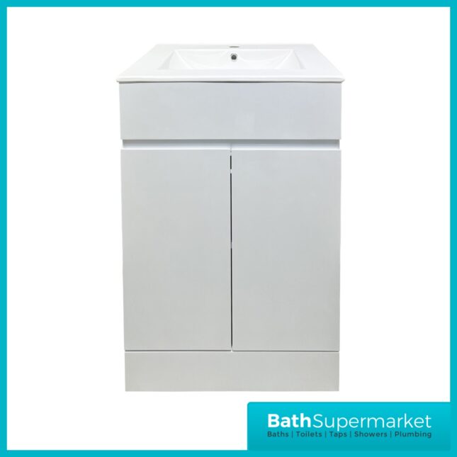 Kartell Atlantis Waterproof Floor Standing 2 Door Unit & Ceramic Basin 500mm