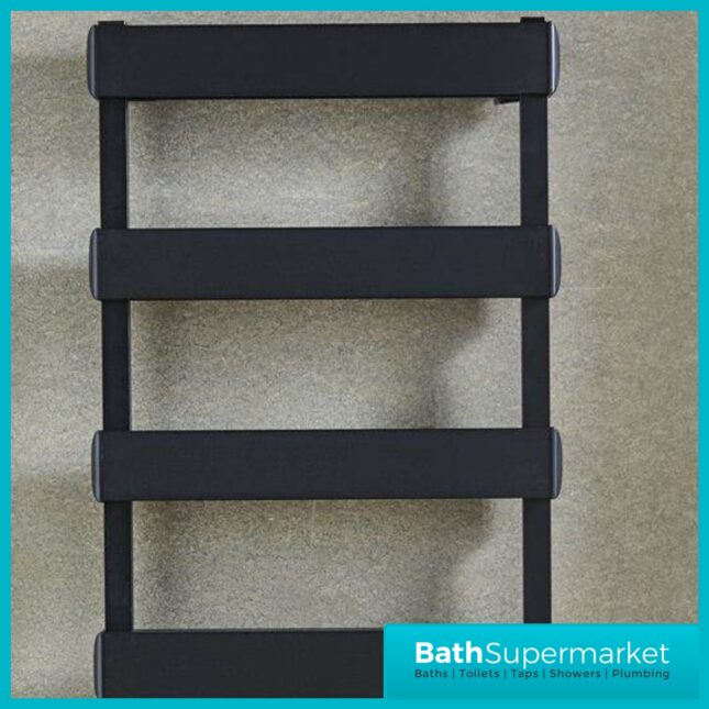 Kartell Banff Matt Black Aluminium Designer Heated Towel Rail Radiator 500mm Width