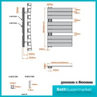 Sognare Thames Matt White Straight Ladder Towel Radiator 500mm Wide