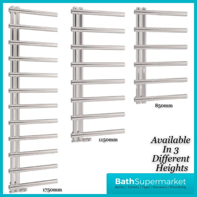 Sognare Carlo Chrome Heated Ladder Towel Radiator 500mm Wide Various Height
