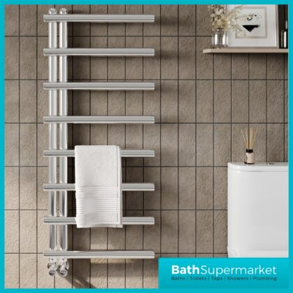 Sognare Carlo Chrome Heated Ladder Towel Radiator 500mm Wide Various Height