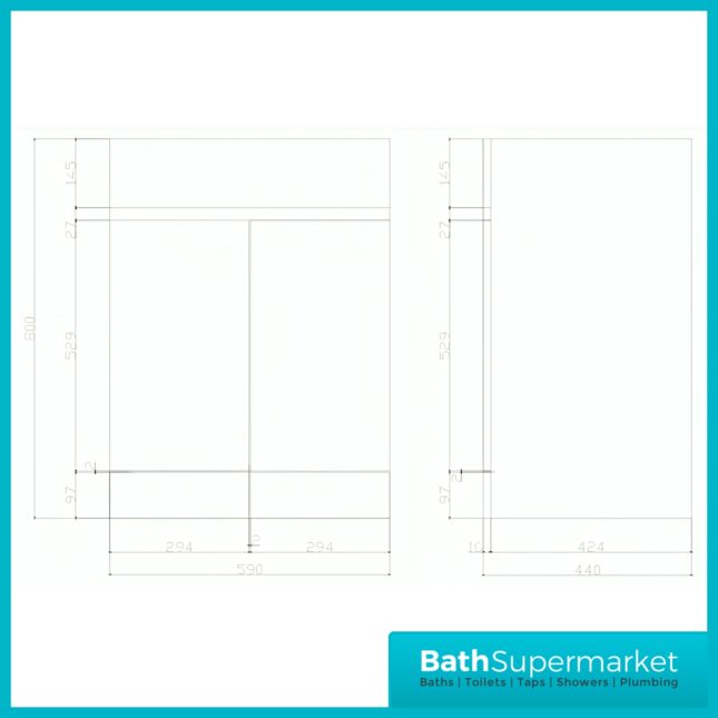 Kartell Atlantis Waterproof Floor Standing 2 Door Unit & Ceramic Basin 600mm Width