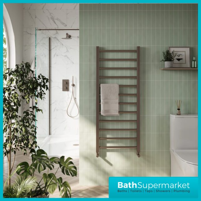 Sognare Vibe Brushed Bronze Designer Towel Rail Radiator 500mm Wide