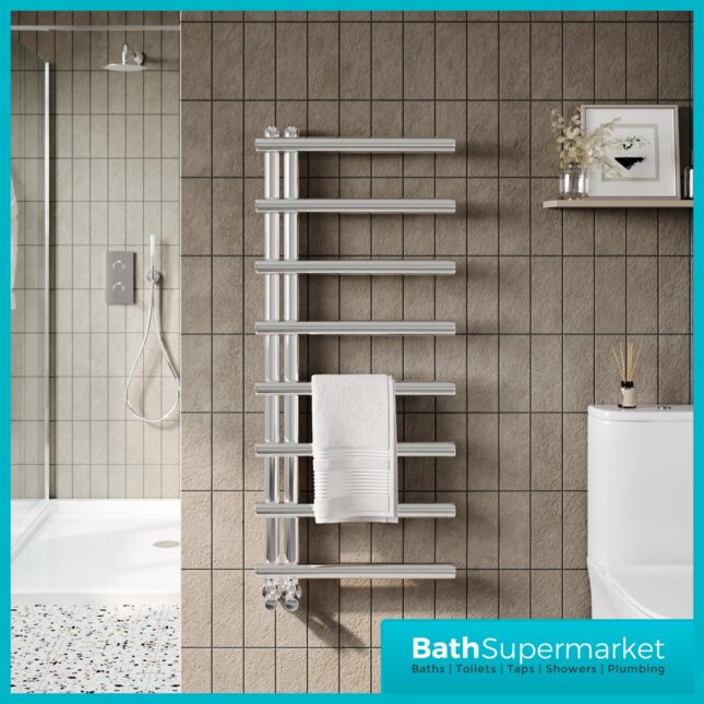 Sognare Carlo Chrome Heated Ladder Towel Radiator 500mm Wide Various Height