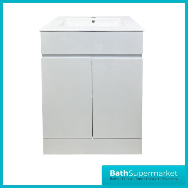 Kartell Atlantis Waterproof Floor Standing 2 Door Unit & Ceramic Basin 600mm Width