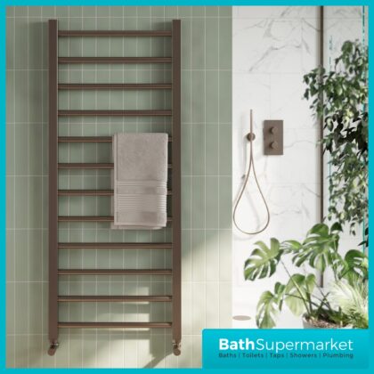 Sognare Vibe Brushed Bronze Designer Towel Rail Radiator 500mm Wide