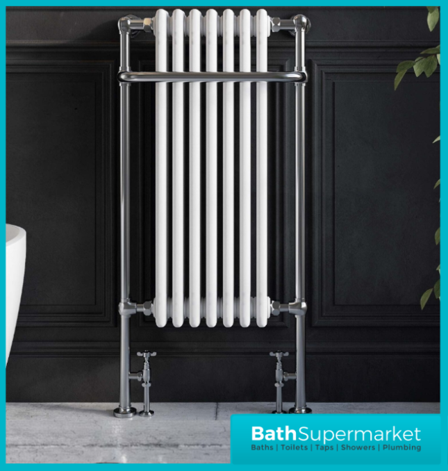 Sognare Ilkley 7 Column Chrome Heated White Column Radiator 1130mm x 554mm
