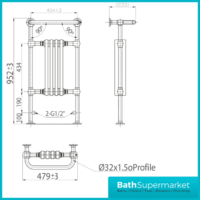 Sognare Harrogate 4 White Column Chrome Heated Towel Radiator 1130mm x 554mm