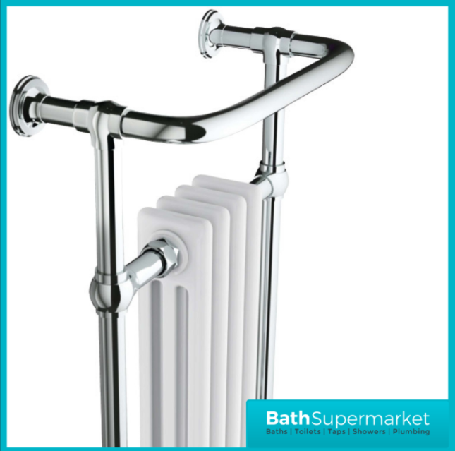 Sognare Harrogate 4 White Column Chrome Heated Towel Radiator 1130mm x 554mm