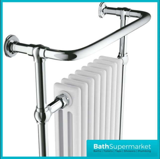 Sognare Harrogate 8 White Column Chrome Heated Towel Radiator 952mm x 659mm
