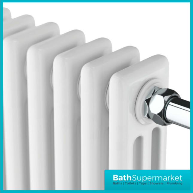 Sognare Harrogate 8 White Column Chrome Heated Towel Radiator 952mm x 659mm