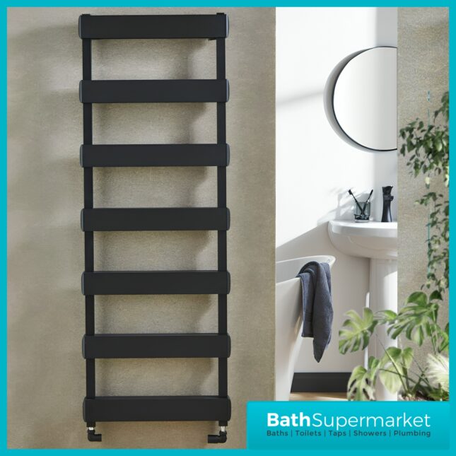 Reina Crova Corner Pair Radiator Towel Rail Valves Pair – Black