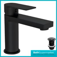 Nuie Canada Matt Black Mono Basin Mixer Tap With Push Button Waste