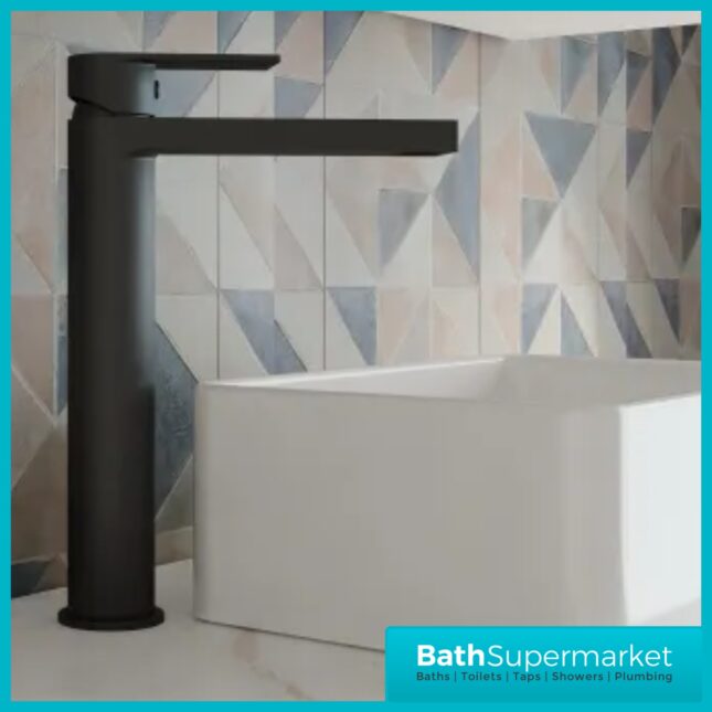 Nuie Canada Matt Black Mono Tall High Rise Basin Mixer Tap
