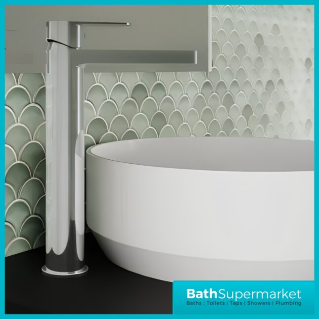 Nuie Halstatt Chrome Mono Tall High Rise Basin Mixer Tap
