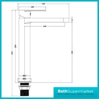 Nuie Halstatt Matt Black Round Mono Tall High Rise Basin Mixer Tap