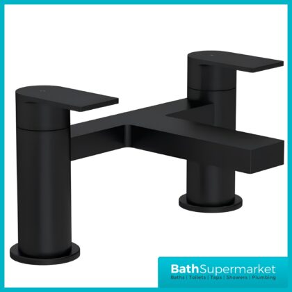 Nuie Canada Matt Black Deck Mounted Twin Lever Bath Filler Tap