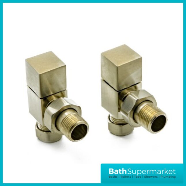 Reina Loge Angled Radiator Valves Pair Brushed