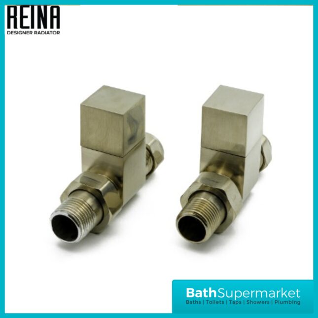Reina Loge Straight Radiator Valves Pair Brushed