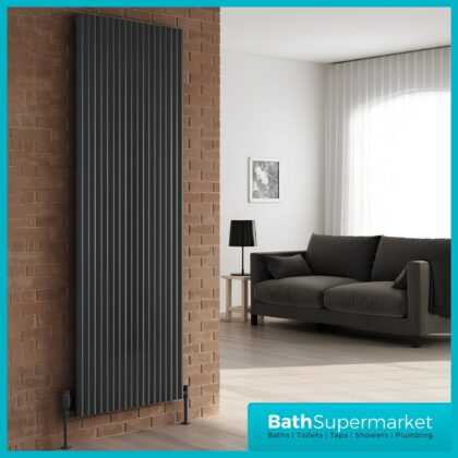 Reina Delia Vertical Aluminium Radiator 1800mm Height x Various Width – Anthracite