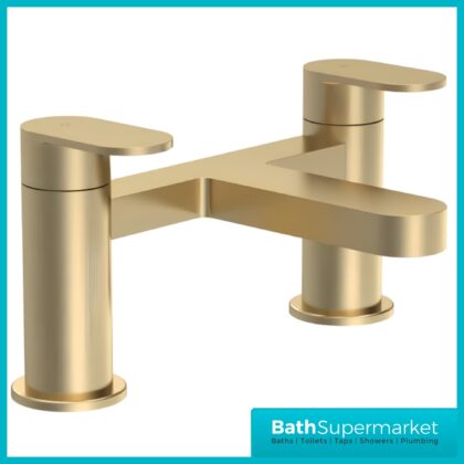 Nuie Halstatt Brushed Brass Round Deck Mounted Bath Filler Tap
