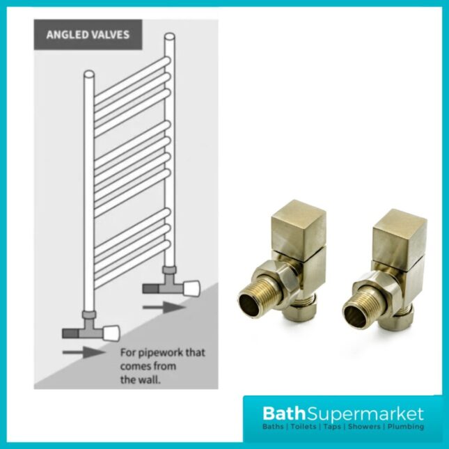 Reina Loge Angled Radiator Valves Pair Brushed
